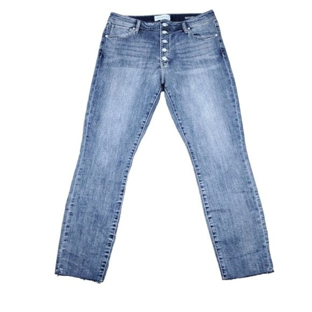 Stonefield Conrad Ankle High Rise Ankle Skinny Jeans Button Fly Raw Hem 32 x 27